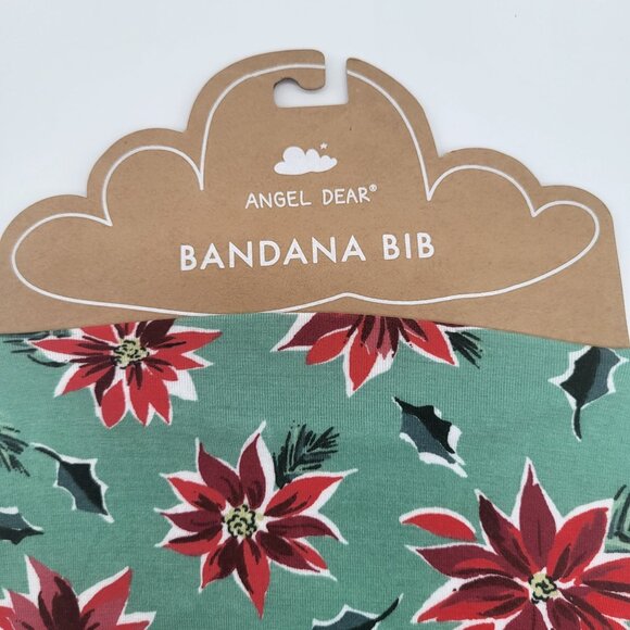 ANGEL DEAR Bandana Bib Bamboo Blend Poinsettias Holiday Christmas - Picture 3 of 5